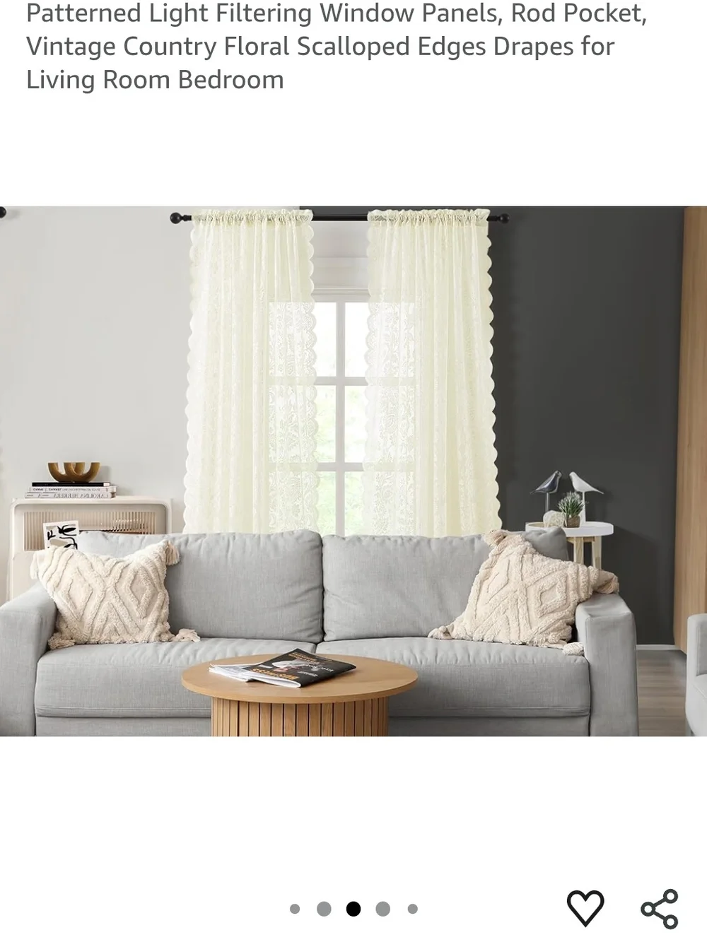 Ivory Sheer Lace Curtains - Light Filtering Floral Panels